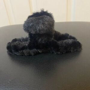 Black Fuzzy Hair Clip